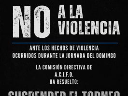 ACIFO suspendió el torneo por hechos de violencia y llamó a una reflexión colectiva