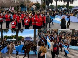 El Día de la Independencia se celebró en Jáuregui con el tradicional desfile patrio